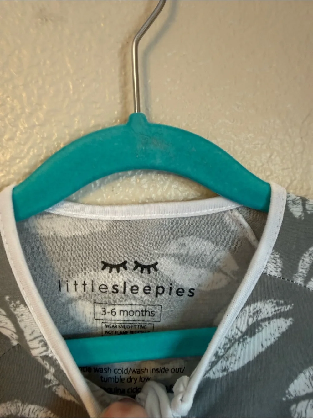Little Sleepies Grey Footed One-Piece Pajamas with White Lip Print